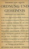 Von Aquin, Ordnung und Geheimnis
